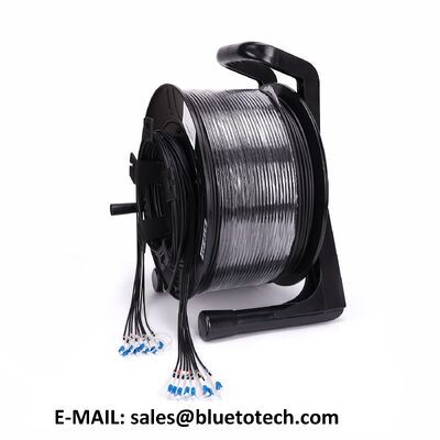 Cordão de parche de fibra óptica blindado de 8 núcleos ao ar livre LC a LC 6.0mm Modelo único com tambor de plástico Fibra óptica Jumper 8fiber LC/UPC-LC/UPC Reel de cabo de plástico